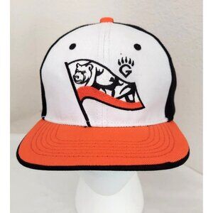 Fresno Grizzlies Snapback Baseball Hat Cap Grizzly Logo Orange Black Melonwear
